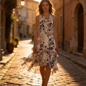 Lapis Floral High Low Dress - Multicolor